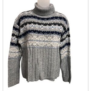 VTG 90s Sarah Bentley Fair Isle style womens turtleneck pullover sweater Large